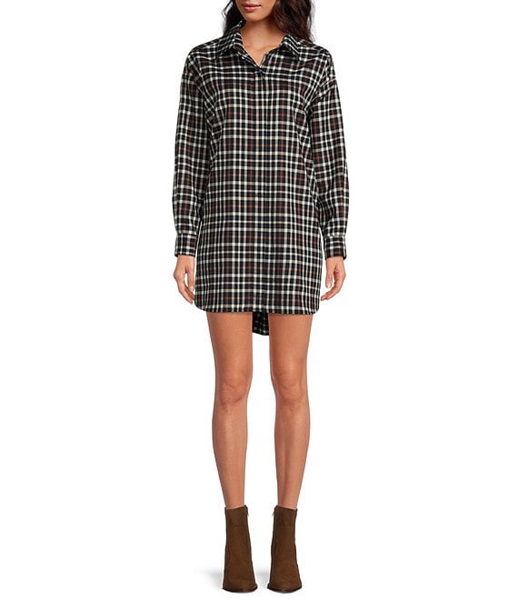 H Halston Mixed Media Button Front Dress - Etched Plaid Camel/Black - Size  1X - Yahoo Shopping