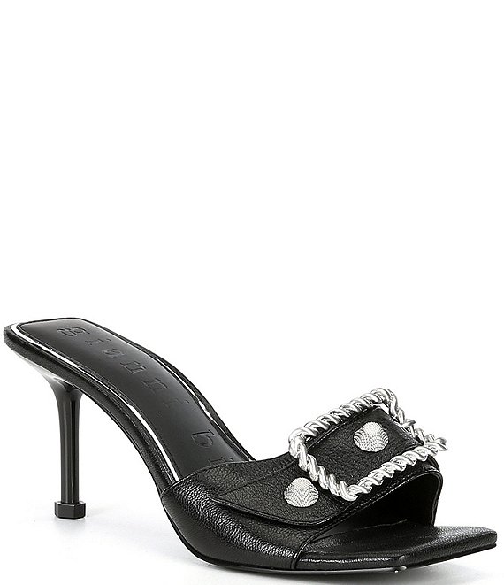 Gianni Bini Vonn Crinkle Leather Buckle Detail Hardware Slide Sandals ...