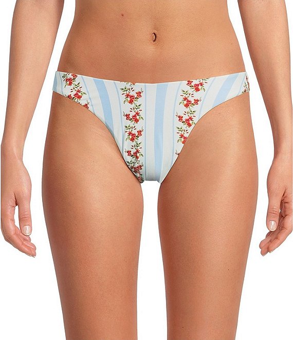 Gianni Bini x Cyd Morris The Gaia Dainty Floral Stripe Scoop Front High Leg Swim Bottom
