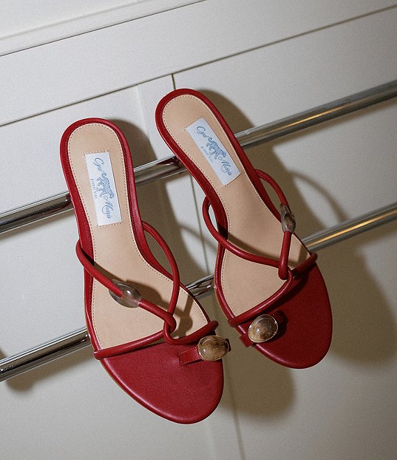 Gianni Bini x Cyd Morris The Miramar Leather Ornamented Toe Loop Sandals