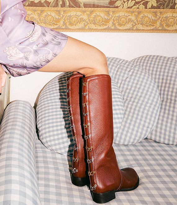 Gianni Bini x Hadley Greene Ryder Leather Chain Link Riding Boots