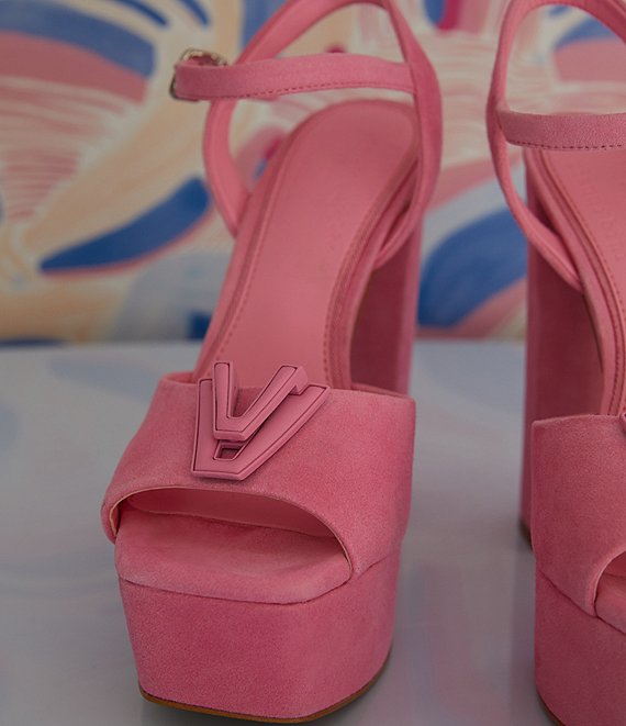 Color:Azalea - Image 1 - x Venita Aspen Sienna Suede Platform Dress Sandals