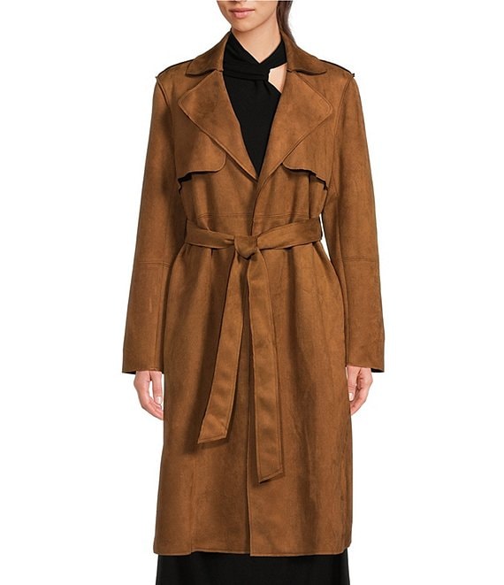 Gibson & Latimer Faux Suede Long Sleeve Trench Coat | Dillard's