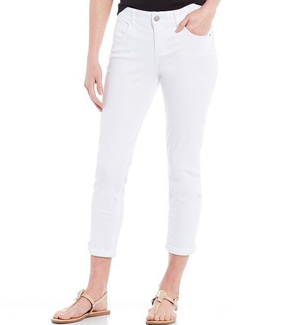 Color:White - Image 1 - Perfect Fit Roll Cuff Skinny Twill Pants