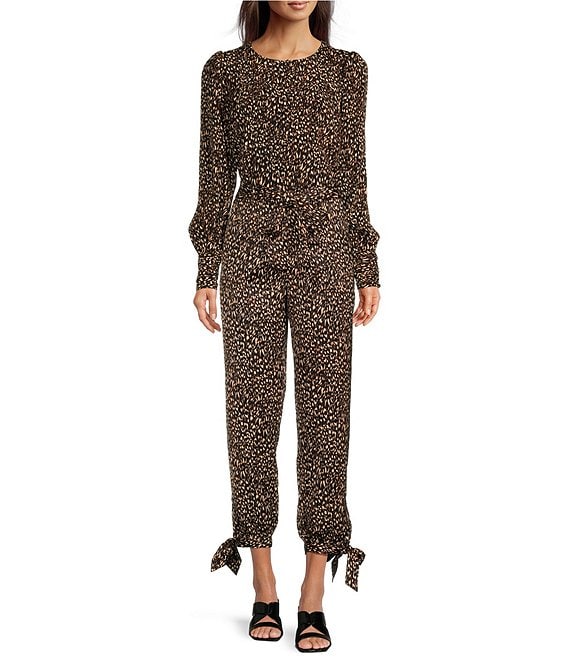 Gibson & Latimer Printed Woven Long Blouson Sleeve Ruched Cuff ...