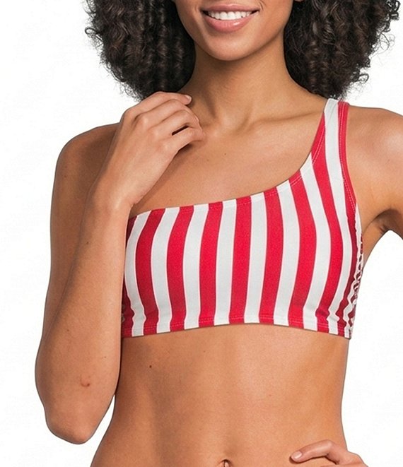 Gibson & Latimer Shoreline Stripe One Shoulder Swim Top