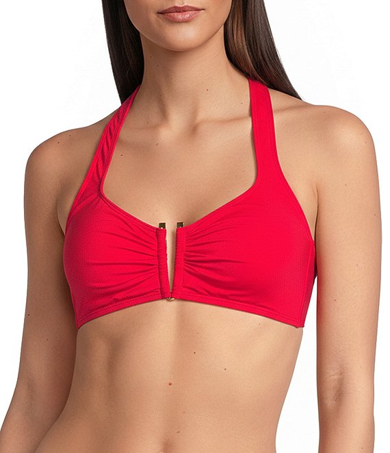 Gibson & Latimer Solid V-Wire Halter Swim Top