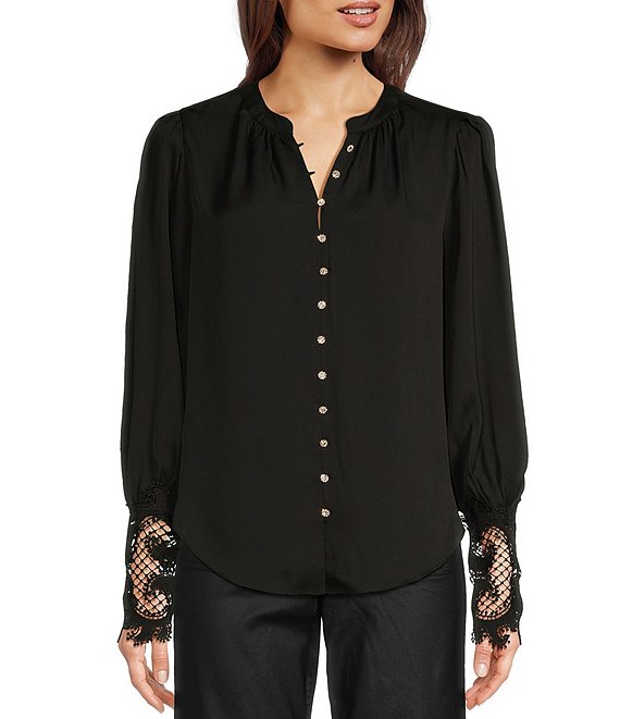 Women black embellished & on sale collared blouse shirt. Size small.