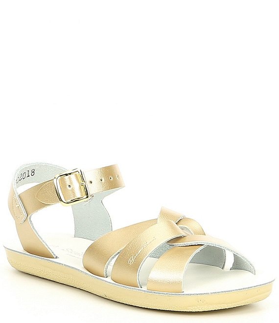Color:Gold - Image 1 - Girls' Sun-San Sandal by Hoy Swimmer Leather Water Friendly Sandals (Infant)