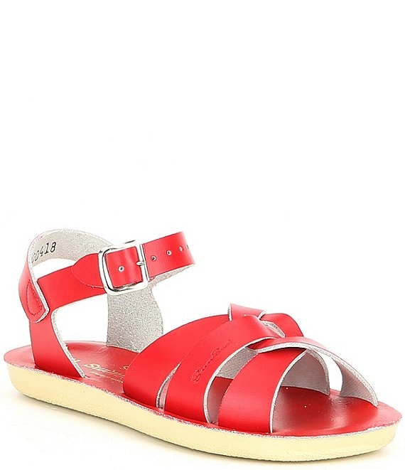 Color:Red - Image 1 - Girls' Swimmer Water-Friendly Leather Sandals (Toddler)