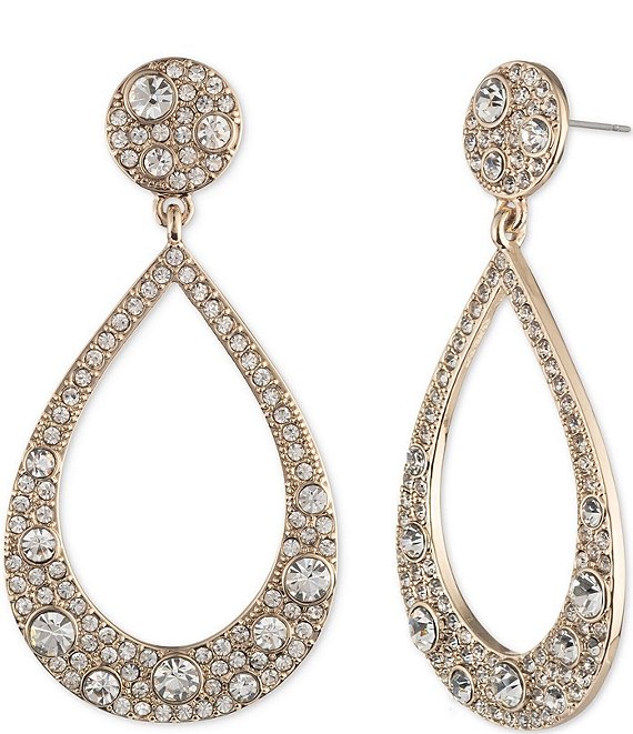 Color:Gold - Image 1 - Crystal Scatter Pave Orbital Drop Earrings