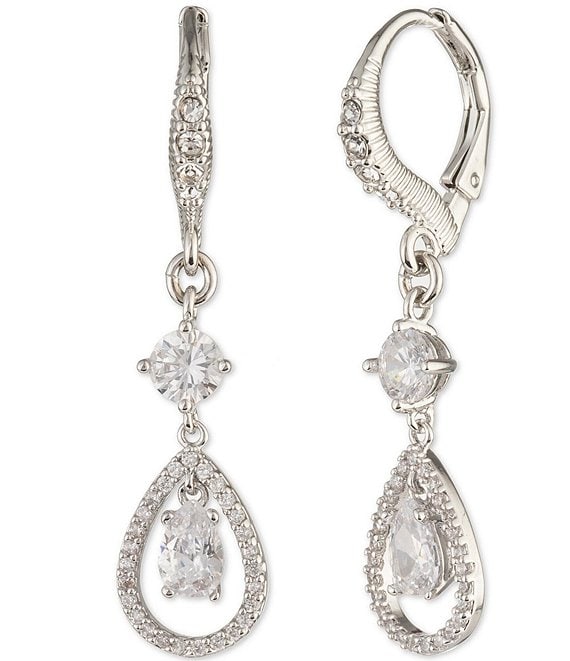 Givenchy CZ Double Crystal Drop Earrings