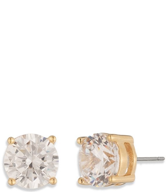 Givenchy Gold Tone Crystal Stud Earrings