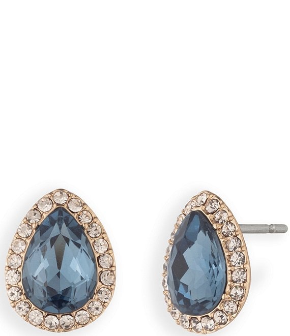 Givenchy Gold Tone Denim Pear Stud Earrings