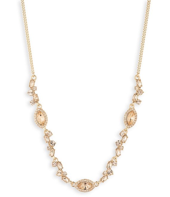 Givenchy Gold Tone Pave Frontal Collar Necklace