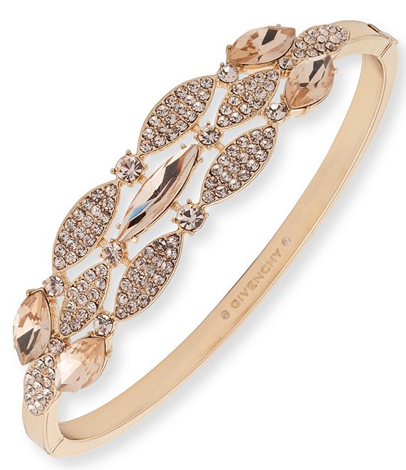 Givenchy Gold Tone Pave Pear Bangle Bracelet