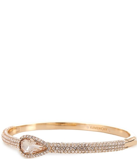 Givenchy Gold Tone Pear Stone Bangle Bracelet