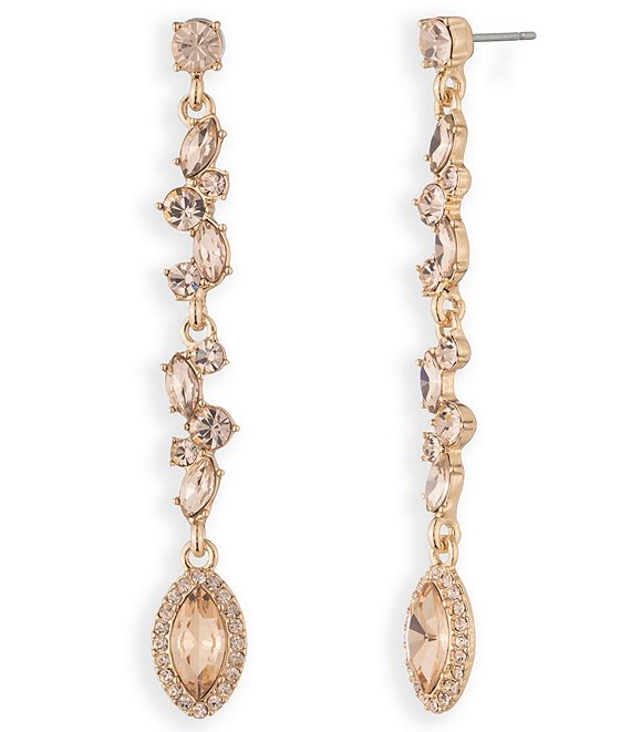 Givenchy Gold Tone Viney Pear Linear Earrings