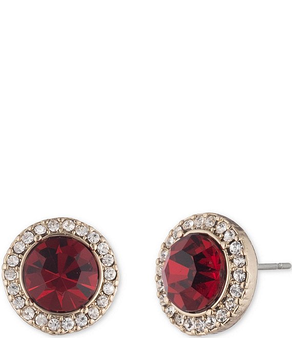 Givenchy Red Crystal Stud Earrings
