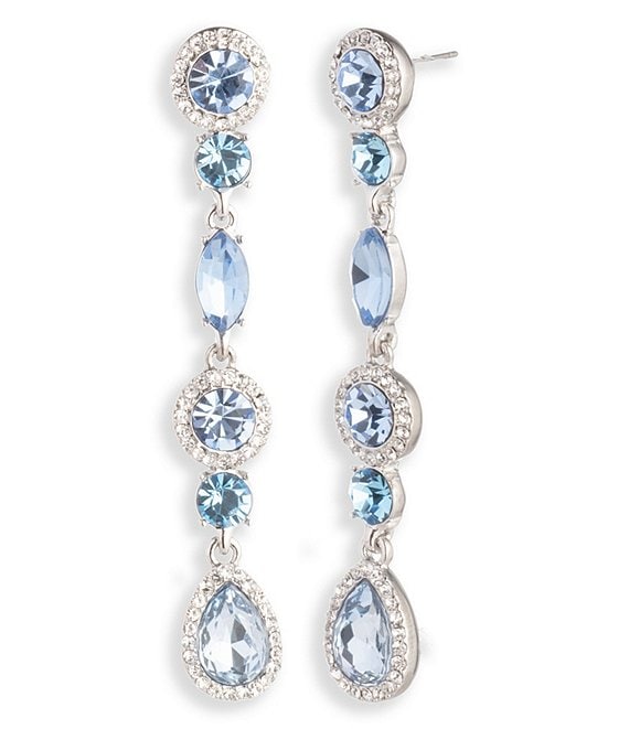 Givenchy Silver and Blue Stone Linear Earrings