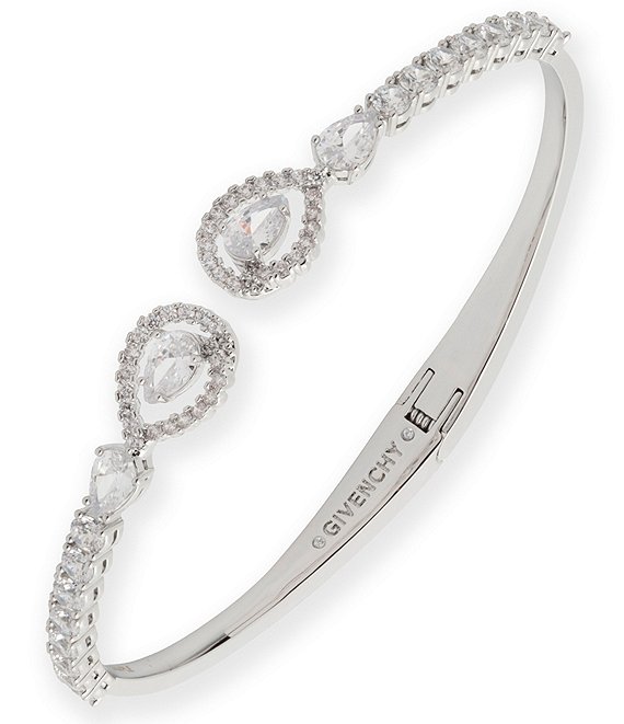 Givenchy Silver Tone Crystal CZ Cuff Bracelet