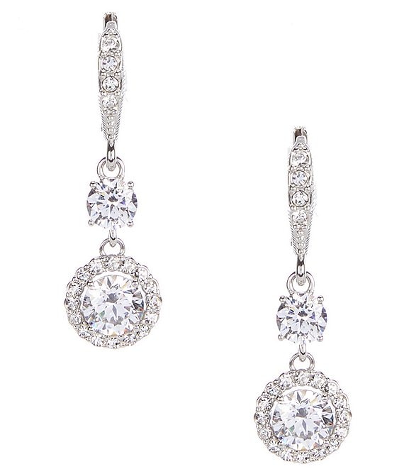 Givenchy Silver Tone Crystal CZ Halo Double Drop Earrings | Dillard's