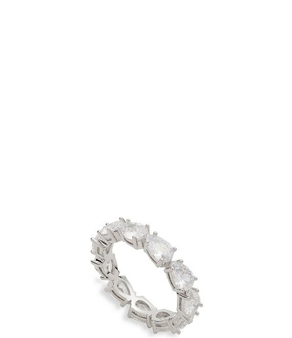 Givenchy Silver Tone CZ Pear Cocktail Ring