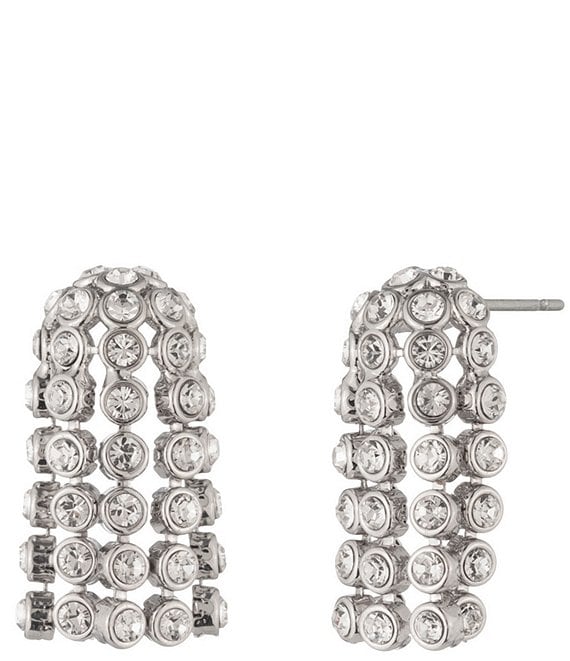 Givenchy Silver Tone Fringe Stud Earrings