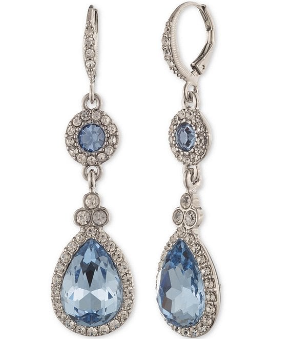 Givenchy Silver Tone Light Sapphire Drop Earrings | Dillard's