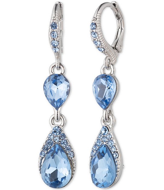 Blue Sapphire and Aqua Double Pear Drop Earrings – CZ by Kenneth Jay Lane