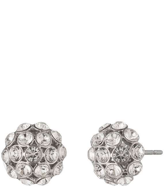 Givenchy Silver Tone Pave Cluster Stud Earrings
