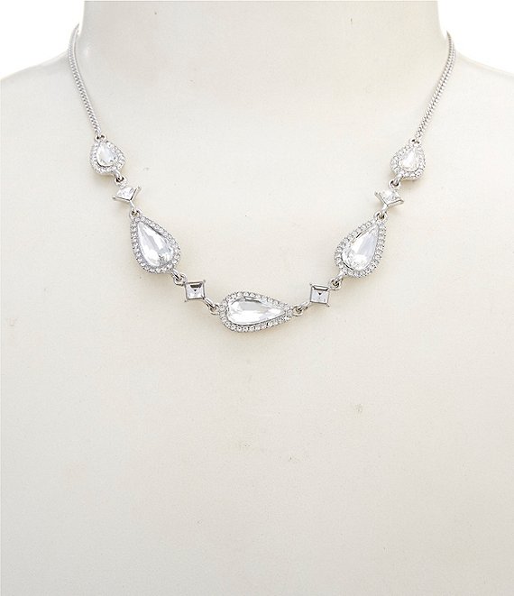 Givenchy Silver Tone Pear Stone Frontal Collar Necklace