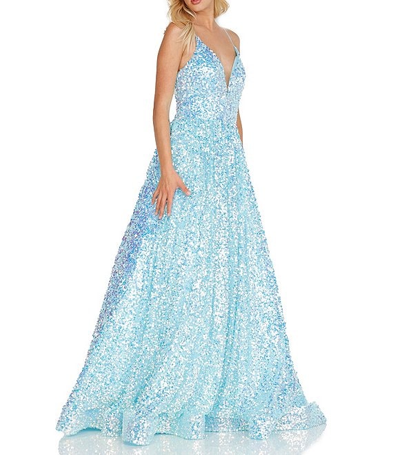 Johnathan Kayne 2106 Velvet Iridescent Sequin Mermaid Prom Dress Pagea –  Glass Slipper Formals
