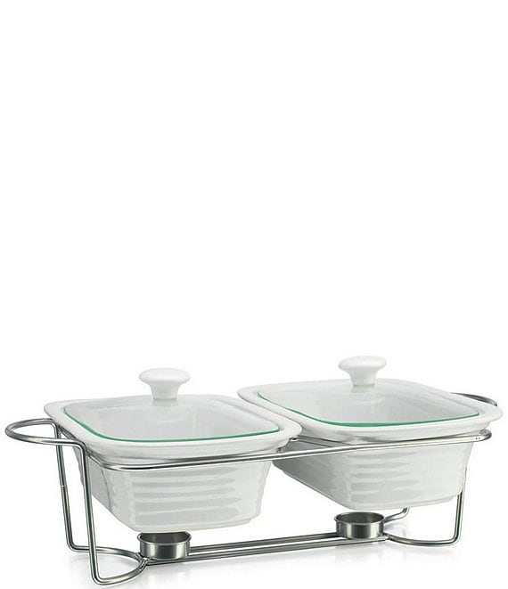 Godinger 3 Quart Double Baker with Stand and Warming Tea Light Holder