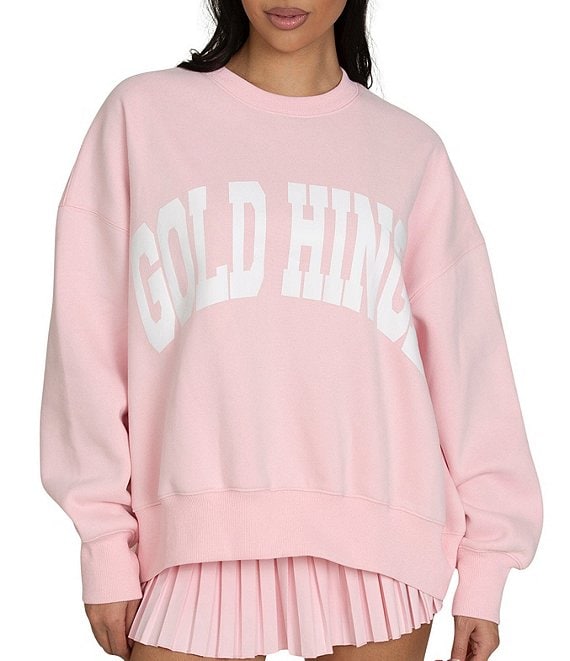 GOLD HINGE Coordinating Wide Arm Crew Neck Long Sleeve Logo Sweatshirt