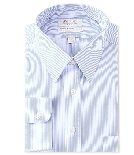 Gold Label Roundtree & Yorke Full-Fit Non-Iron Point-Collar Striped ...
