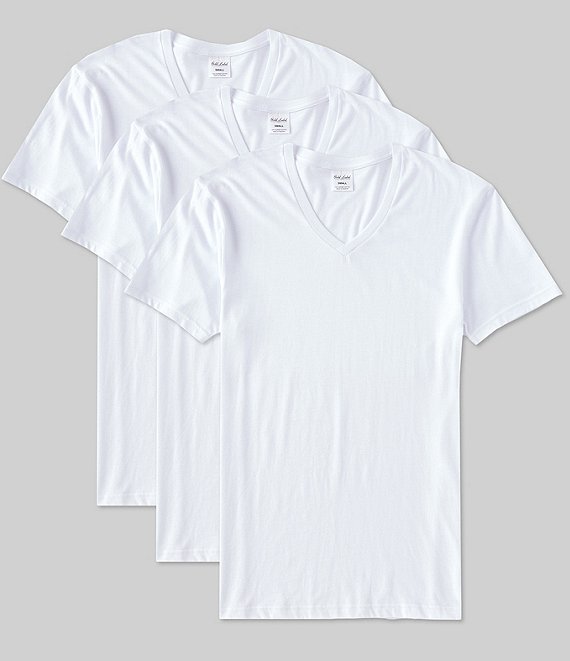 Color:White - Image 1 - Gold Label Roundtree & Yorke 3-Pack Supima Cotton V-Neck T-Shirts 3-Pack