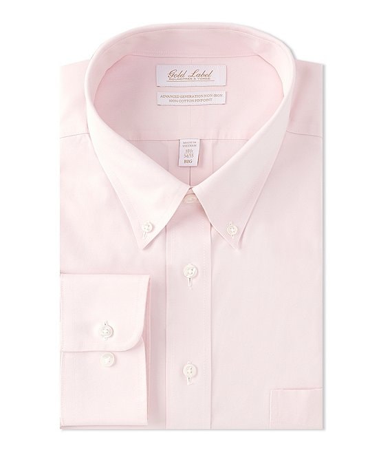 Gold Label Roundtree & Yorke Big & Tall Fitted Non-Iron Point-Collar Solid  Dress Shirt, Dillard's