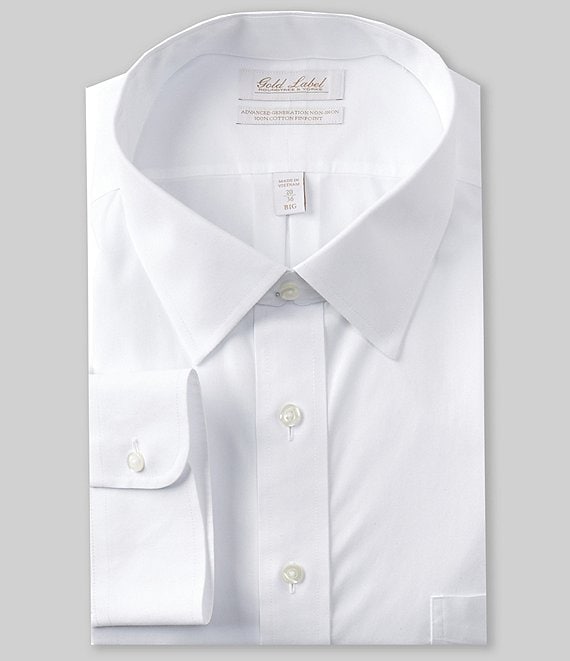 Gold Label Roundtree & Yorke Big & Tall Non-Iron Fitted Spread Collar Solid Dress Shirt