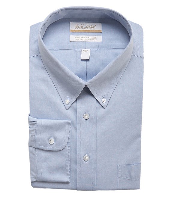 Point Collar Gold Label Mens Big and Tall Non-Iron Wrinkle-Resistant Easy-Care Cotton Twill Dress Shirt