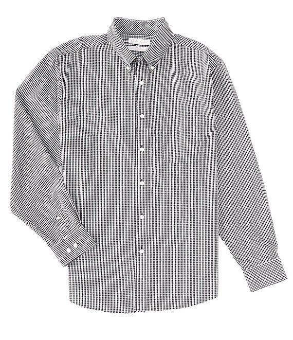 Gold Label Roundtree & Yorke Big & Tall Perfect Performance Long Sleeve Gingham Non-Iron Shirt