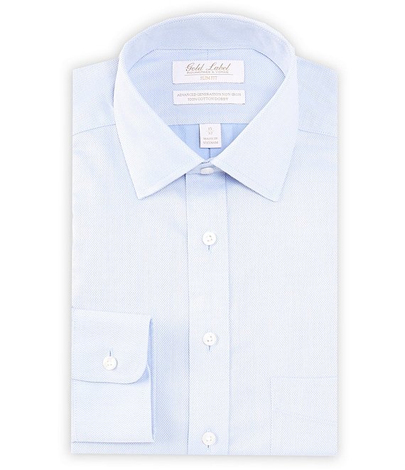 Roundtree & Yorke Gold Label Roundtree & Yorke Slim Fit Non-Iron Point  Collar Textured Dobby Dress Shirt