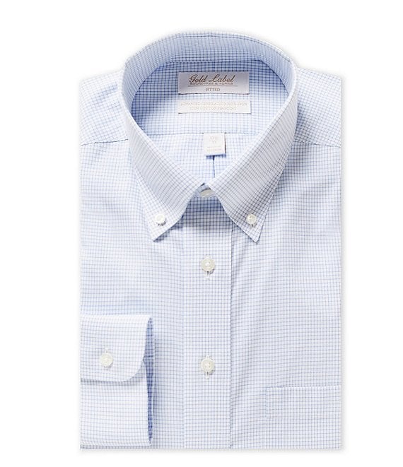 Gold Label Roundtree & Yorke Fitted Non-Iron Button-Down Collar Grid ...