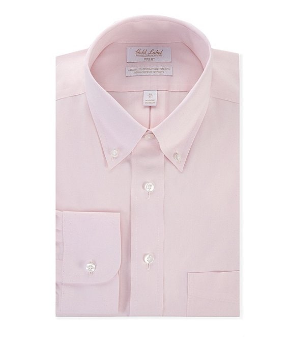 Gold Label Roundtree & Yorke Full-Fit Non-Iron Button Down Collar Solid Dress Shirt
