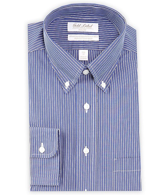 Gold Label Roundtree Yorke Full Fit Non Iron Button Down Collar Striped Dress Shirt Dillard s