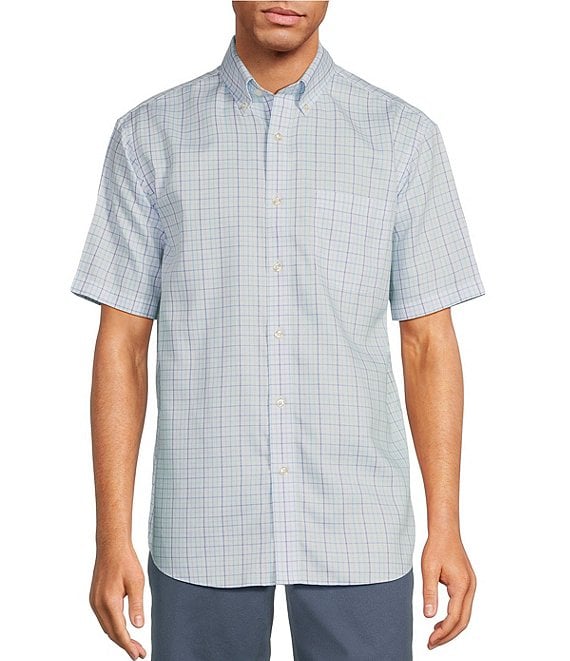 Gold Label Roundtree & Yorke Non-Iron Short Sleeve Small Checked Oxford ...