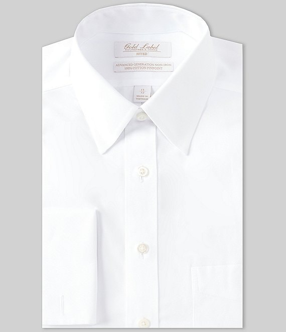 Gold Label Roundtree & Yorke Non-Iron Fitted Point Collar Solid Dress Shirt