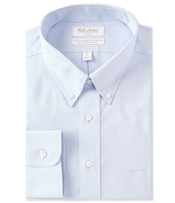 Gold Label Roundtree & Yorke Non-Iron Full-Fit Button Down Collar Solid Dress Shirt