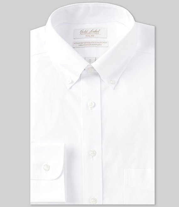 Gold Label Roundtree & Yorke Non-Iron Full-Fit Button-Down Collar Solid Dress Shirt