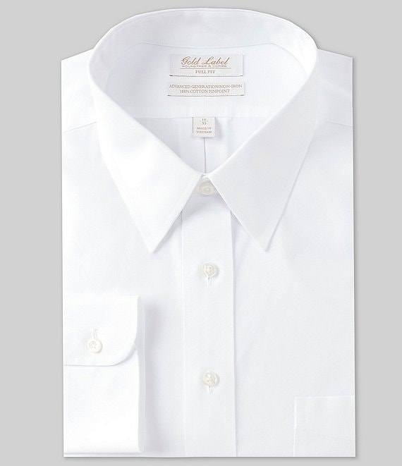 Gold Label Roundtree & Yorke Full-Fit Non-Iron Spread Collar Solid Dress Shirt